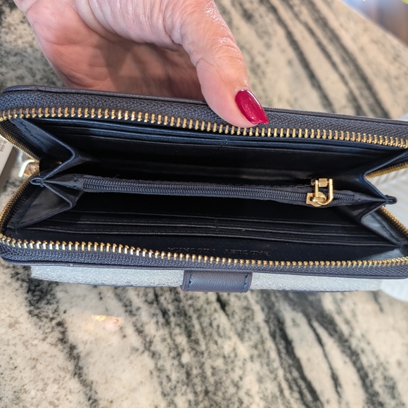 Badgley Mischka Navy Wristlet with Gold Stud Accents - Picture 2 of 5